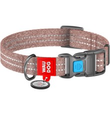 Нашийник для тварин WAUDOG Re-cotton з QR паспортом світловідбивний Ш 20 мм Д 28-40 см коричневий (02886)