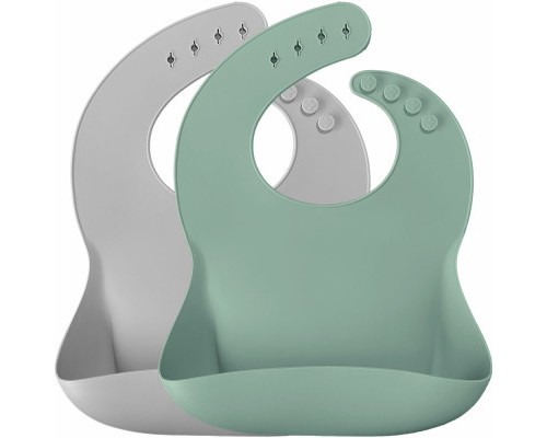 Слинявчик MinikOiOi силіконовий 100% Basics-Bib 2 шт (River Green/Powder Grey) (101020067)