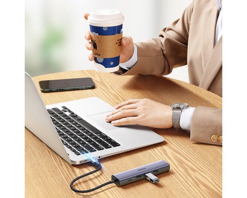 Концентратор Ugreen USB 3.0 Type-C to 3xUSB 3.0 + RJ45 1000M CM475 grey (20932)