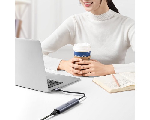 Концентратор Ugreen USB 3.0 Type-C to 3xUSB 3.0 + RJ45 1000M CM475 grey (20932)