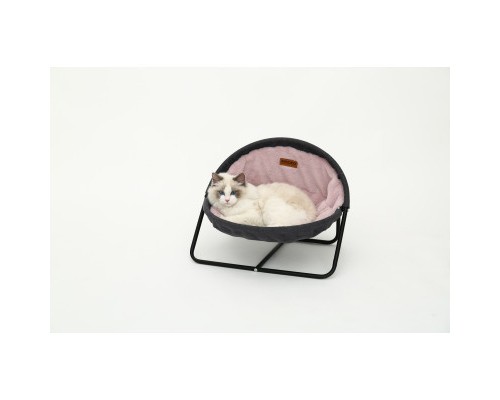 Лежак для тварин MISOKO&CO Pet bed round plush 45x45x22 см grey and pink (HOOP31839)