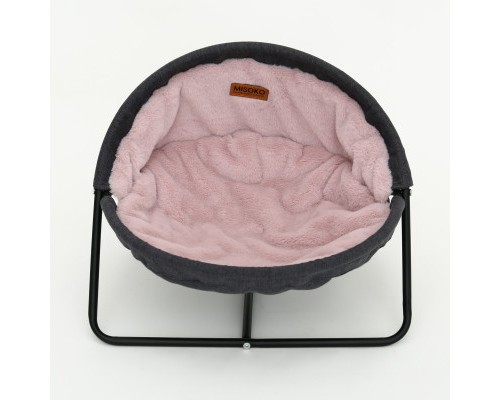 Лежак для тварин MISOKO&CO Pet bed round plush 45x45x22 см grey and pink (HOOP31839)