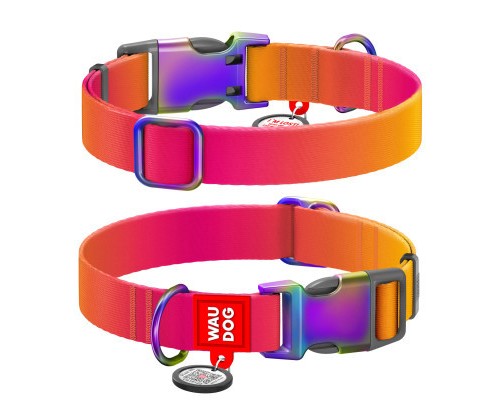 Нашийник для тварин WAUDOG Recycled з QR паспортом L Ш 25 мм Д 33-49 см помаранчевий (46534)