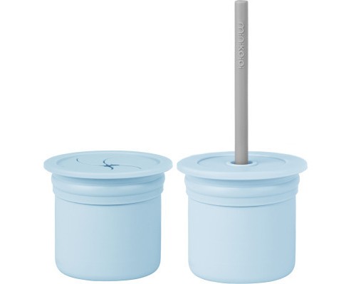 Поїльник-непроливайка MinikOiOi Sip+Snack - Mineral Blue / Powder Grey (101100109)