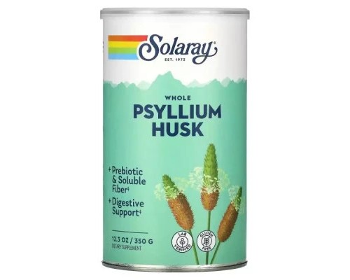 Трави Solaray Цілісна лушпиння подорожника, Whole Psyllium Husk, 350 г (SOR-44758)