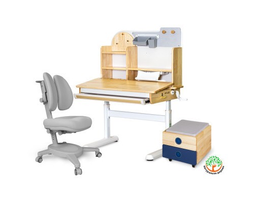 Парта з кріслом Mealux Timberdesk S (парта+кресло+тумба) (BD-685 S+ box BD 920-2 BL+Y-115 G)