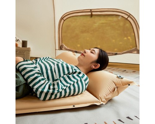 Туристичний килимок Naturehike CNK2300DZ014 Самонадувний одномісний з подушкою 60 мм бежевий (6976023926969)