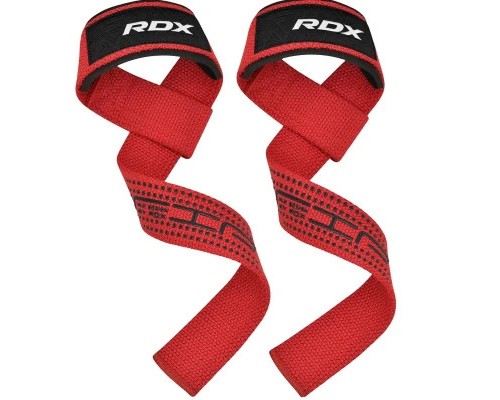 Кистьові лямки RDX S4 Gym Cotton Gel Straps Red Plus (WAC-S4R+)