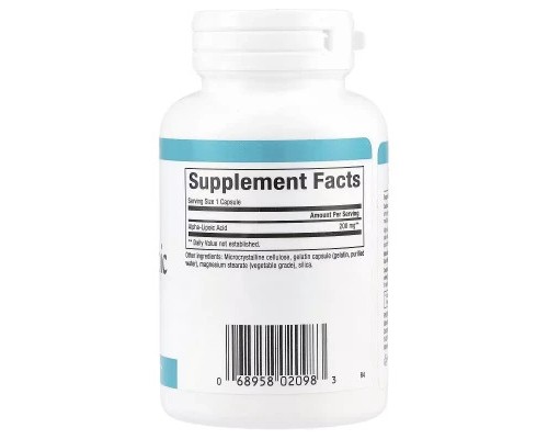 Вітамінно-мінеральний комплекс Natural Factors Альфа-ліпоєва кислота, 200 мг, Alpha-Lipoic Acid, 60 капсул (NFS-02098)