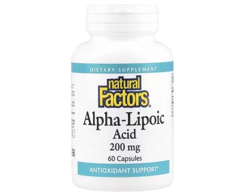 Вітамінно-мінеральний комплекс Natural Factors Альфа-ліпоєва кислота, 200 мг, Alpha-Lipoic Acid, 60 капсул (NFS-02098)