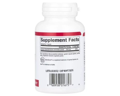 Мінерали Natural Factors Селен, 200 мг, SelenoExcell, Selenium, 90 капсул (NFS-01675)