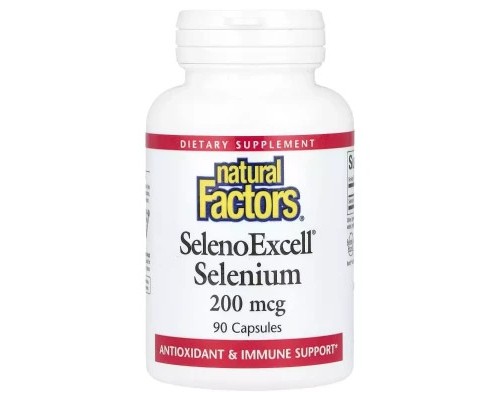 Мінерали Natural Factors Селен, 200 мг, SelenoExcell, Selenium, 90 капсул (NFS-01675)