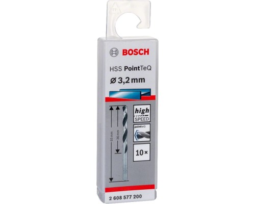 Свердло Bosch по металу HSS-PointTeQ, 3.2х36х65мм, 10шт (2.608.577.200)