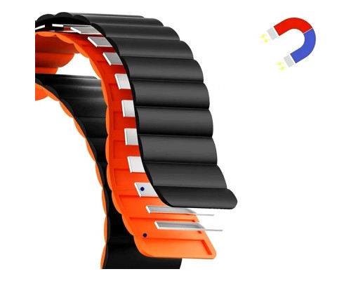 Ремінець до смарт-годинника Drobak Silicone Magnetic Link для Apple Watch All Series Ultra 2 49/45/44/42mm Orange red (898925)