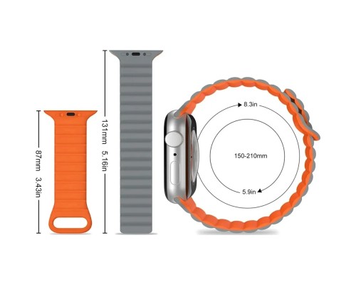Ремінець до смарт-годинника Drobak Silicone Magnetic Link для Apple Watch All Series Ultra 2 49/45/44/42mm Orange red (898925)