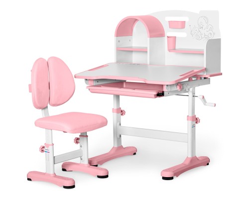 Парта зі стільцем Mealux Octo Pink (+ полиця) (BD-33 PN)