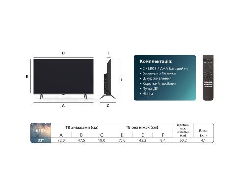 Телевізор Philips 32PFS6109/12