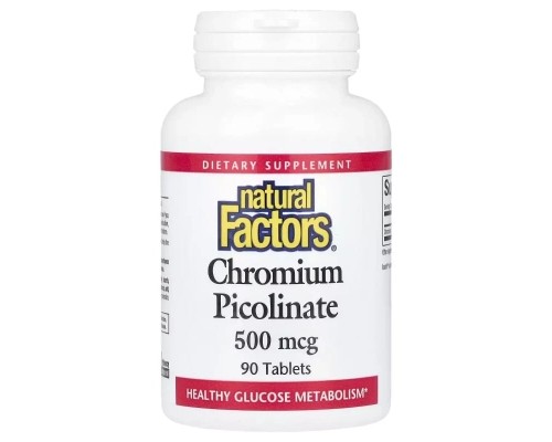 Вітамінно-мінеральний комплекс Natural Factors Хром Піколінат, 500 мкг, Chromium Picolinate, 90 таблеток (NFS-01637)