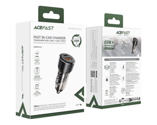 Зарядний пристрій Acefast 2xUSB 60W (USB-C + USB-A) B12 (6974316282914)
