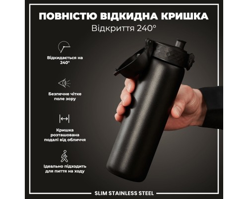 Пляшка для води ION8 OneTouch Stainless Steel 600 мл Black (I8SS600BLK)