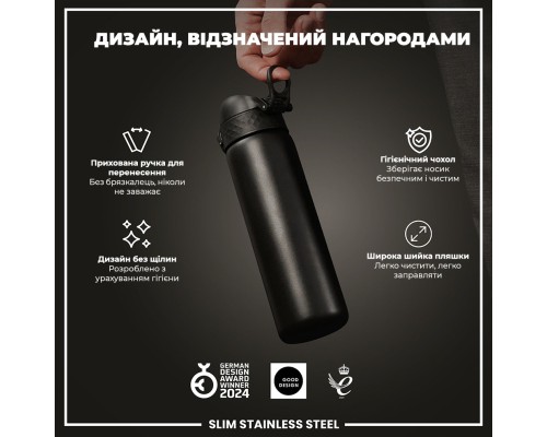 Пляшка для води ION8 OneTouch Stainless Steel 600 мл Black (I8SS600BLK)
