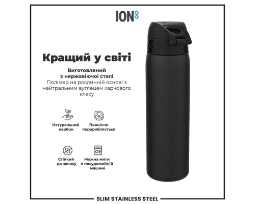 Пляшка для води ION8 OneTouch Stainless Steel 600 мл Black (I8SS600BLK)