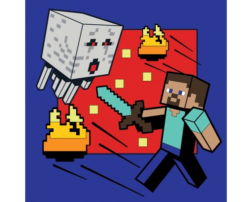 Картина по номерам Santi Майнкрафт. Стів та Гаст 25х25 см LED підсвітка (954393)