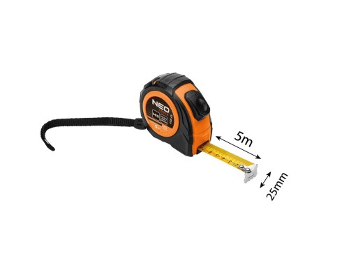 Рулетка Neo Tools 5мx25мм, з фіксатором змотування (67-223)