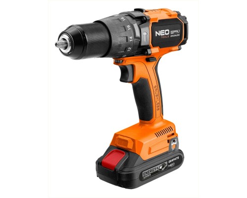 Шуруповерт Neo Tools Energy+ 18V, безщітковий, 100Нм, 0-480/0-1900об/хв 1.56кг (без АКБ та ЗП) (04-616)
