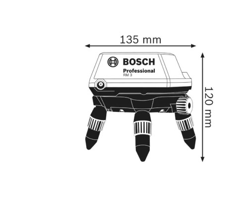 Штатив для нівеліру Bosch Professional RM3, 35х63х120мм, поворотний, пульт, 0.5кг (0.601.092.800)
