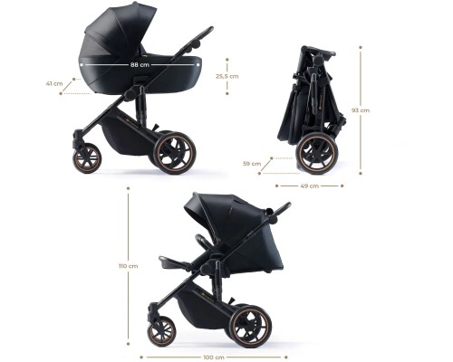 Коляска Kinderkraft 2 в 1 Prime 2 Venezian Black (KSPRIM02BLK2000 (5902533922895)