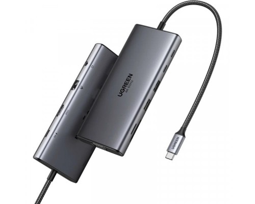 Порт-реплікатор Ugreen Dock CM639 USB3.2 Type-C->1xUSB-A3.2/1xUSB-A3.1/2xUSB-C3.2/RJ45/HDMI/VGA/RJ45/SD/TF+3.5mm PD (45520)