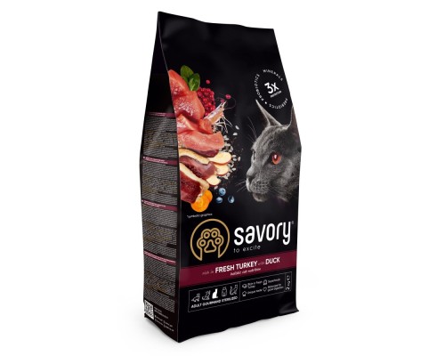 Сухий корм для кішок Savory Adult Cat Steril Fresh Turkey and Duck 2 кг (4820232631591)