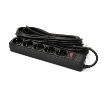 Мережевий фільтр живлення Patron 10 m3*1mm2 (SP-10510) 5 розеток BLACK (EXT-PN-SP-10510)
