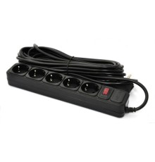Мережевий фільтр живлення Patron 10 m3*1mm2 (SP-10510) 5 розеток BLACK (EXT-PN-SP-10510)