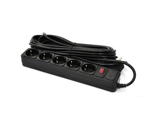Мережевий фільтр живлення Patron 10 m3*1mm2 (SP-10510) 5 розеток BLACK (EXT-PN-SP-10510)