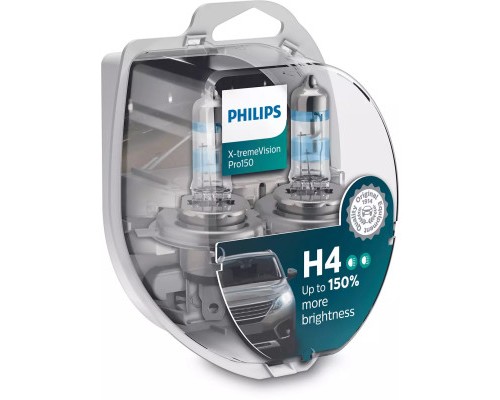 Автолампа Philips H4 X-treme VISION PRO +150%, 3700K, 2шт/блістер (12342XVPS2)
