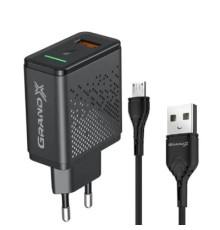 Зарядний пристрій Grand-X Fast Charge 3-в-1 QC3.0, FCP, AFC, 18W + cable microUSB (CH-650M)