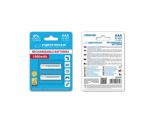 Акумулятор Esperanza AAA 1000mAh Ni-MH * 2 white (EZA101W)