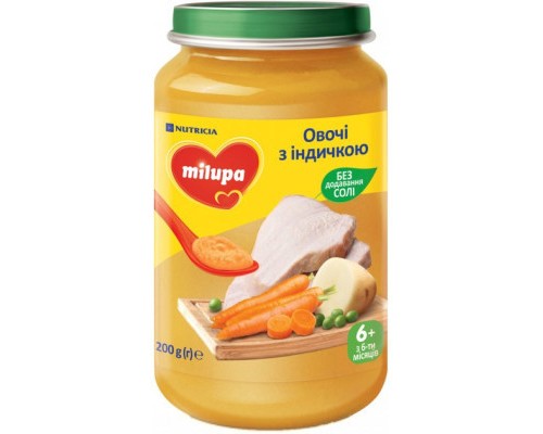 Дитяче пюре Milupa Овочі з індичкою для дітей від 6 місяців 200 г (5900852041655)