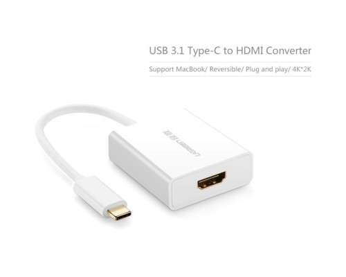 Перехідник USB2.0 Type-C to HDMI V1.4b 40273 white Ugreen (40273)