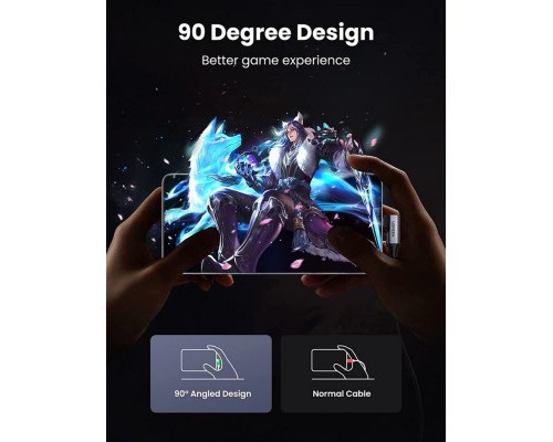Дата кабель USB 3.0 AM to Type-C 1.0m 60W US385 90-degree Black Ugreen (20299)