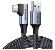 Дата кабель USB 3.0 AM to Type-C 1.0m 60W US385 90-degree Black Ugreen (20299)