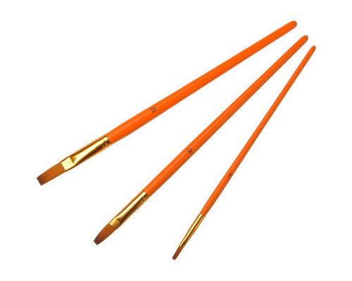 Пензлик для малювання Maxi набір 3 шт синтетичний ворс,пласка (№ 4, 10, 12), коротка ручка (MX60881)