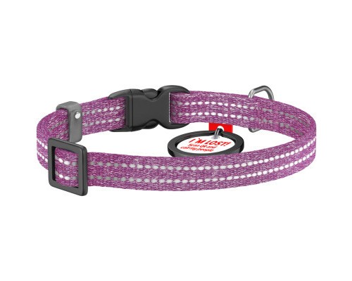 Нашийник для тварин WAUDOG Re-cotton з QR паспортом для котів та дрібних порід собак XS фіолетовий (16409)