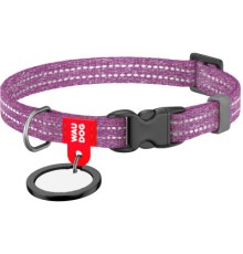 Нашийник для тварин WAUDOG Re-cotton з QR паспортом для котів та дрібних порід собак XS фіолетовий (16409)
