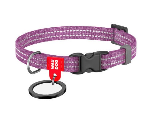 Нашийник для тварин WAUDOG Re-cotton з QR паспортом для котів та дрібних порід собак XS фіолетовий (16409)