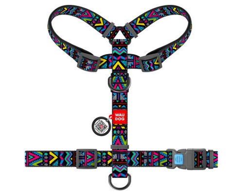 Шлея для собак WAUDOG Nylon з QR паспортом анатомічна H-подібна 