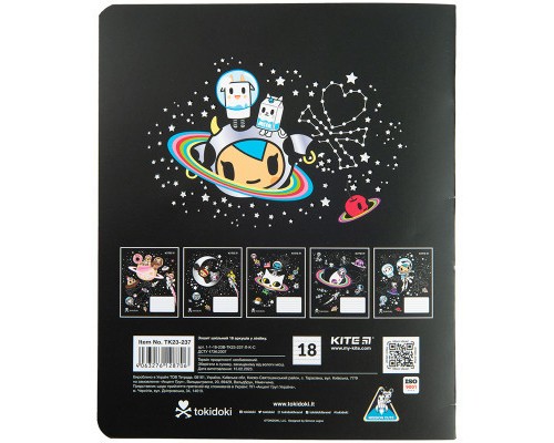 Зошит Kite tokidoki 18 аркушів, лінія (TK23-237)