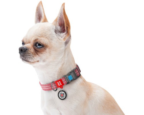 Нашийник для тварин WAUDOG Re-cotton з QR паспортом світловідбивний Ш 20 мм Д 28-40 см червоний (02883)